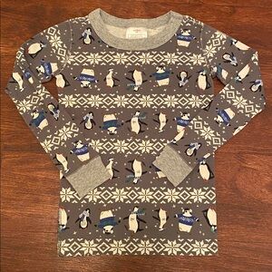 Hanna Andersson Christmas Holiday Pajama Top Size 5 Organic Cotton Gray Blue